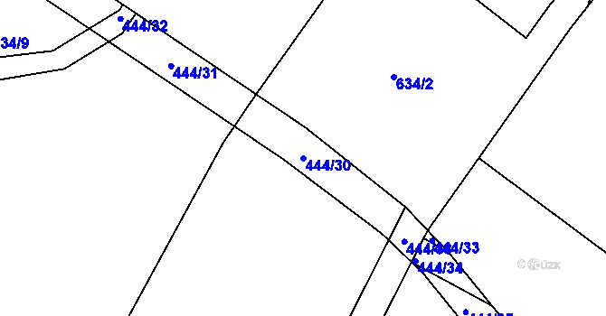 Parcela st. 444/30 v KÚ Bolehošť, Katastrální mapa