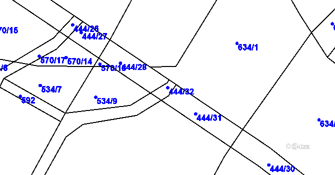 Parcela st. 444/32 v KÚ Bolehošť, Katastrální mapa