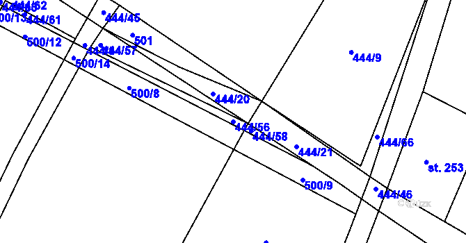 Parcela st. 444/56 v KÚ Bolehošť, Katastrální mapa