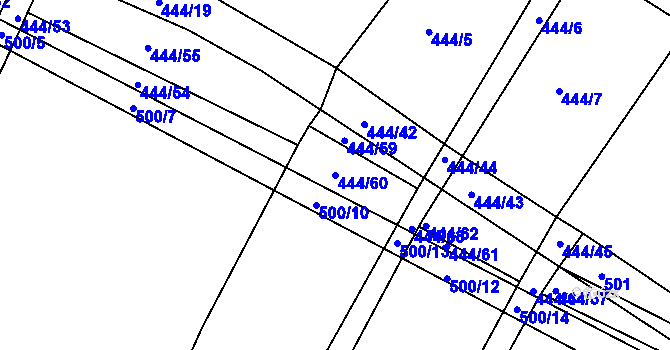 Parcela st. 444/60 v KÚ Bolehošť, Katastrální mapa