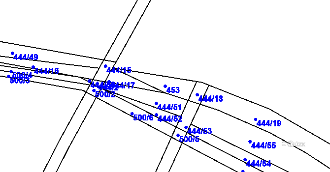 Parcela st. 453 v KÚ Bolehošť, Katastrální mapa