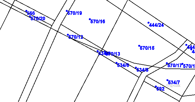 Parcela st. 534/5 v KÚ Bolehošť, Katastrální mapa