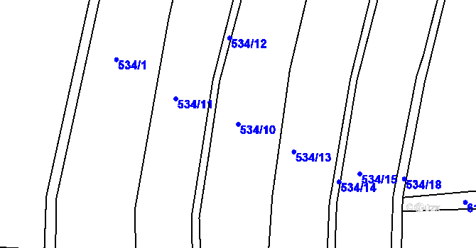 Parcela st. 534/10 v KÚ Bolehošť, Katastrální mapa