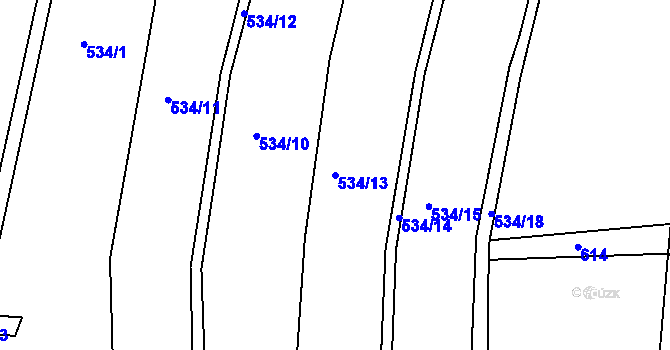 Parcela st. 534/13 v KÚ Bolehošť, Katastrální mapa