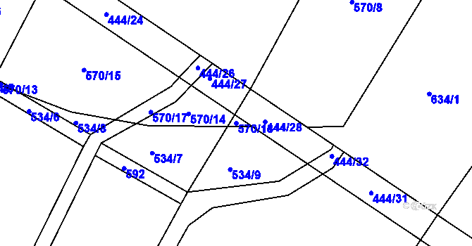 Parcela st. 570/18 v KÚ Bolehošť, Katastrální mapa
