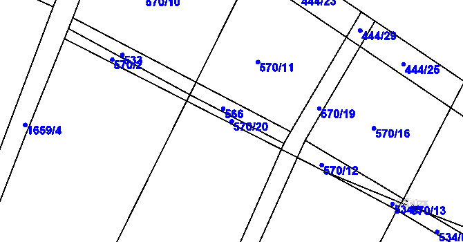 Parcela st. 570/20 v KÚ Bolehošť, Katastrální mapa