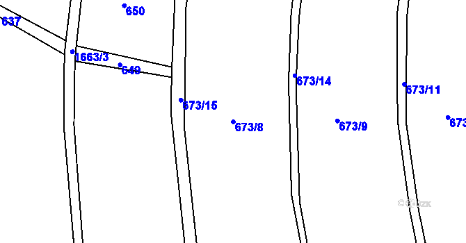 Parcela st. 673/8 v KÚ Bolehošť, Katastrální mapa