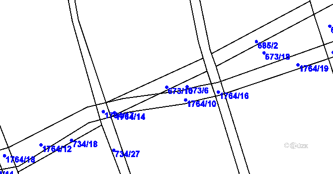 Parcela st. 673/10 v KÚ Bolehošť, Katastrální mapa