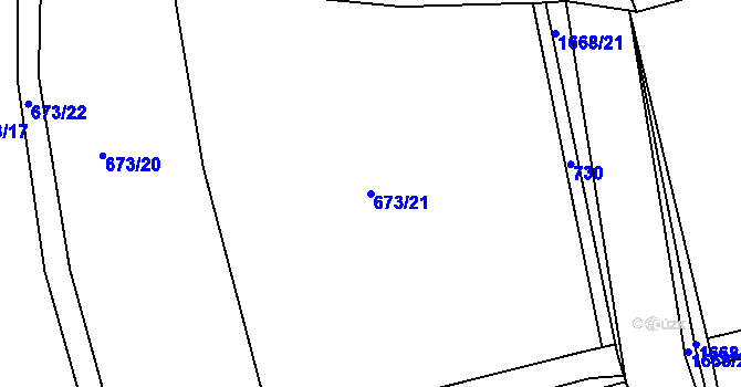 Parcela st. 673/21 v KÚ Bolehošť, Katastrální mapa