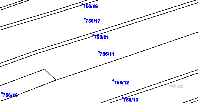 Parcela st. 756/11 v KÚ Bolehošť, Katastrální mapa