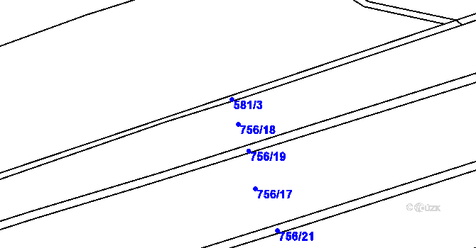 Parcela st. 756/18 v KÚ Bolehošť, Katastrální mapa