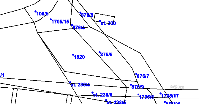 Parcela st. 876/6 v KÚ Bolehošť, Katastrální mapa