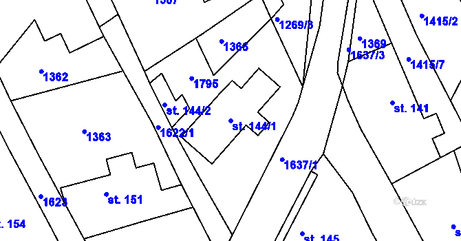 Parcela st. 144/1 v KÚ Bolehošť, Katastrální mapa