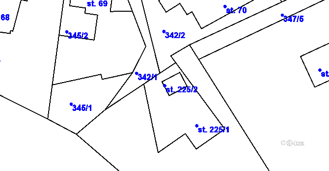 Parcela st. 225/2 v KÚ Bolehošť, Katastrální mapa