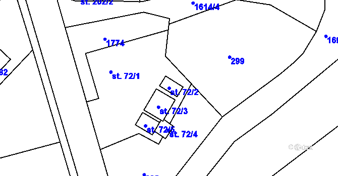 Parcela st. 72/2 v KÚ Bolehošť, Katastrální mapa