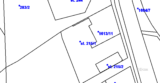 Parcela st. 215/1 v KÚ Bolehošť, Katastrální mapa