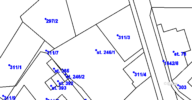 Parcela st. 246/1 v KÚ Bolehošť, Katastrální mapa