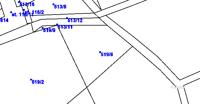 Parcela st. 519/8 v KÚ Bolehošť, Katastrální mapa