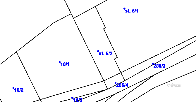 Parcela st. 5/2 v KÚ Bolechov, Katastrální mapa