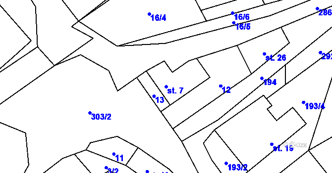 Parcela st. 7 v KÚ Bolechov, Katastrální mapa
