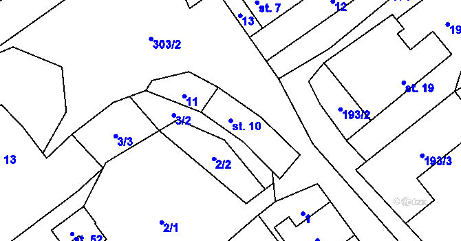 Parcela st. 10 v KÚ Bolechov, Katastrální mapa