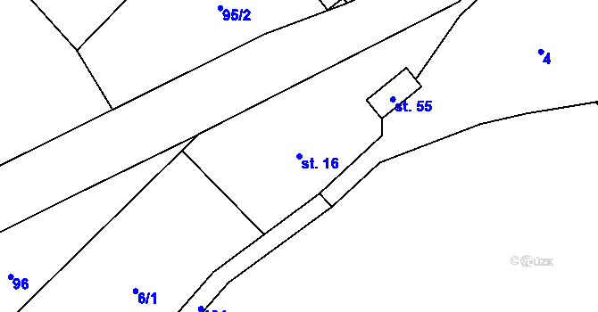 Parcela st. 16 v KÚ Bolechov, Katastrální mapa