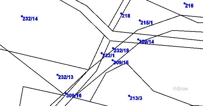 Parcela st. 232/1 v KÚ Bolechov, Katastrální mapa
