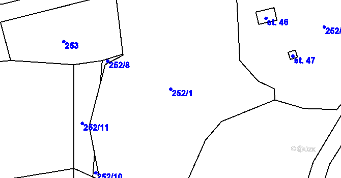 Parcela st. 252/1 v KÚ Bolechov, Katastrální mapa