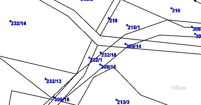 Parcela st. 232/18 v KÚ Bolechov, Katastrální mapa