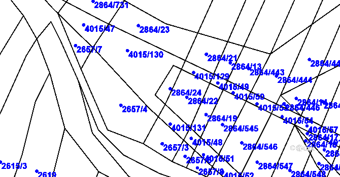 Parcela st. 2864/24 v KÚ Boleradice, Katastrální mapa