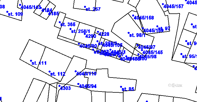 Parcela st. 4045/106 v KÚ Boleradice, Katastrální mapa