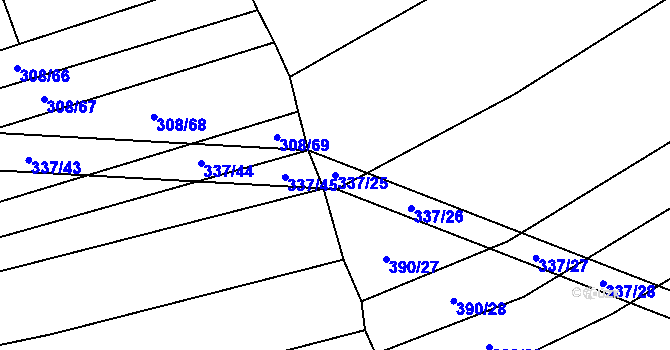 Parcela st. 337/25 v KÚ Boleradice, Katastrální mapa