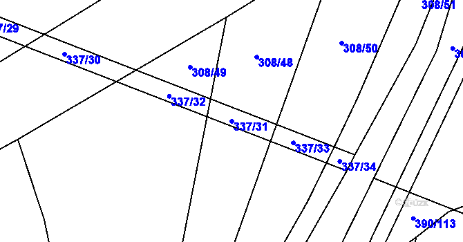 Parcela st. 337/31 v KÚ Boleradice, Katastrální mapa