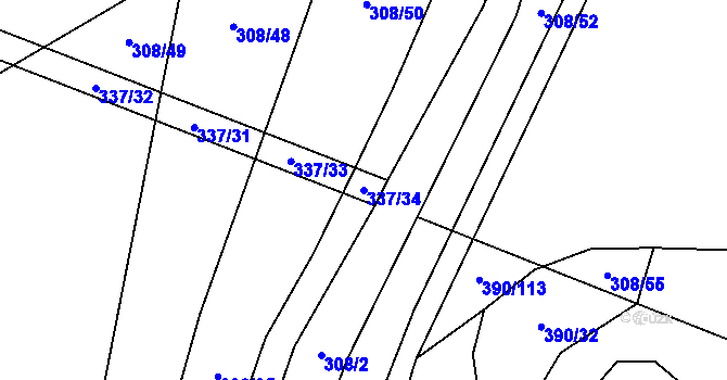 Parcela st. 337/34 v KÚ Boleradice, Katastrální mapa