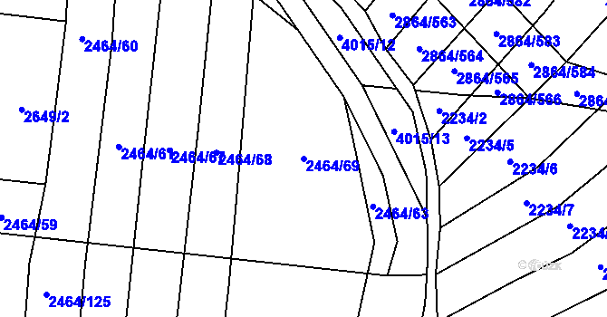 Parcela st. 2464/69 v KÚ Boleradice, Katastrální mapa