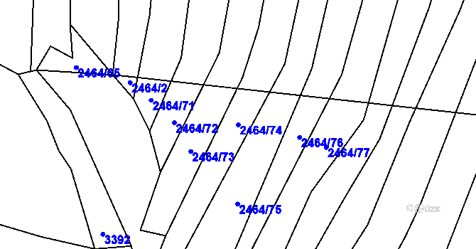 Parcela st. 2464/74 v KÚ Boleradice, Katastrální mapa