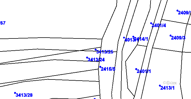 Parcela st. 3413/25 v KÚ Boleradice, Katastrální mapa