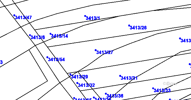 Parcela st. 3413/27 v KÚ Boleradice, Katastrální mapa