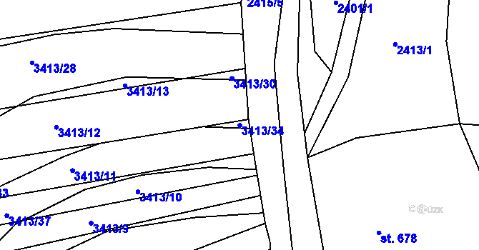 Parcela st. 3413/34 v KÚ Boleradice, Katastrální mapa