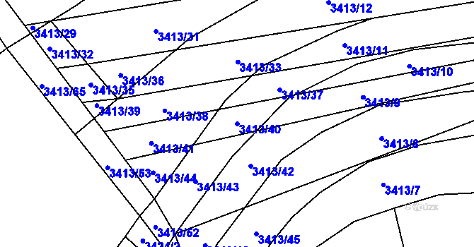 Parcela st. 3413/40 v KÚ Boleradice, Katastrální mapa