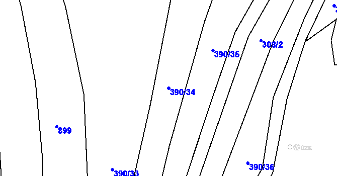 Parcela st. 390/34 v KÚ Boleradice, Katastrální mapa