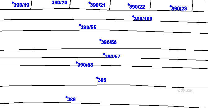 Parcela st. 390/57 v KÚ Boleradice, Katastrální mapa