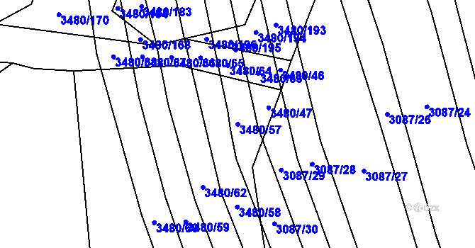 Parcela st. 3480/57 v KÚ Boleradice, Katastrální mapa