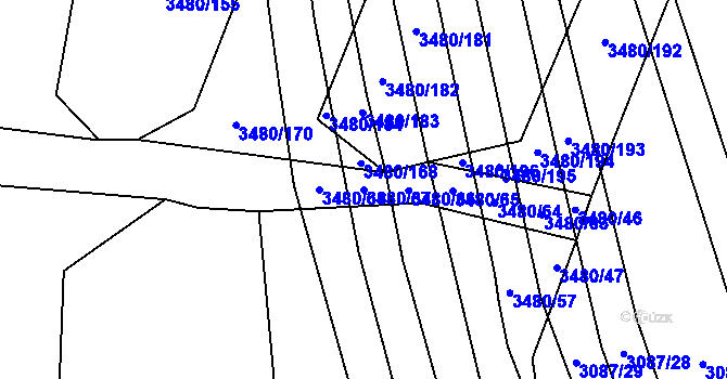 Parcela st. 3480/67 v KÚ Boleradice, Katastrální mapa