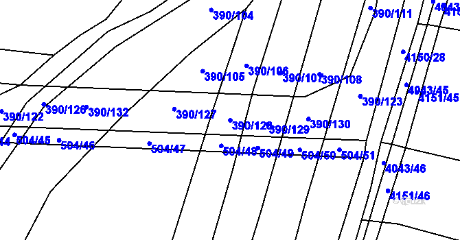 Parcela st. 390/128 v KÚ Boleradice, Katastrální mapa