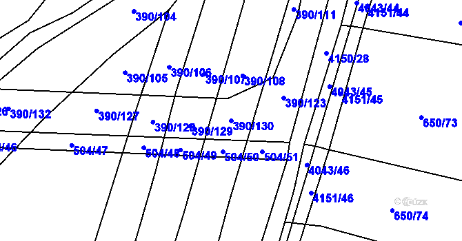 Parcela st. 390/130 v KÚ Boleradice, Katastrální mapa