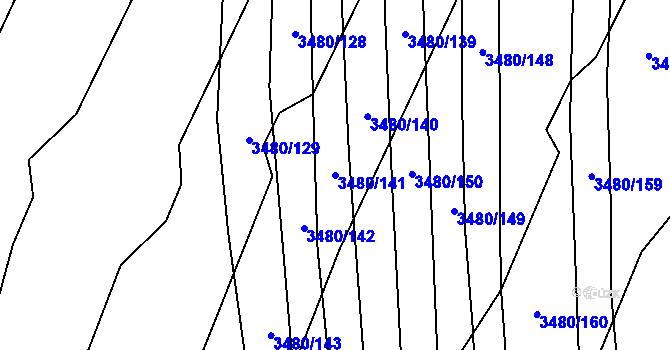 Parcela st. 3480/141 v KÚ Boleradice, Katastrální mapa