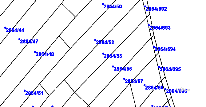 Parcela st. 2864/53 v KÚ Boleradice, Katastrální mapa