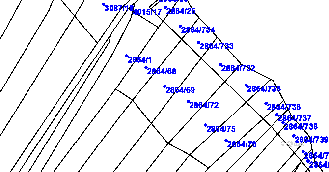 Parcela st. 2864/69 v KÚ Boleradice, Katastrální mapa