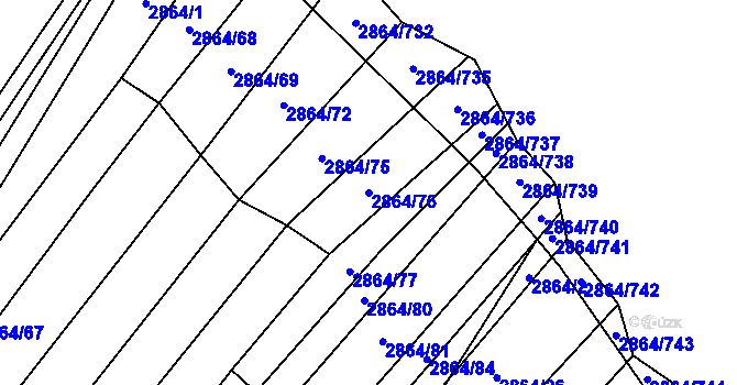 Parcela st. 2864/76 v KÚ Boleradice, Katastrální mapa